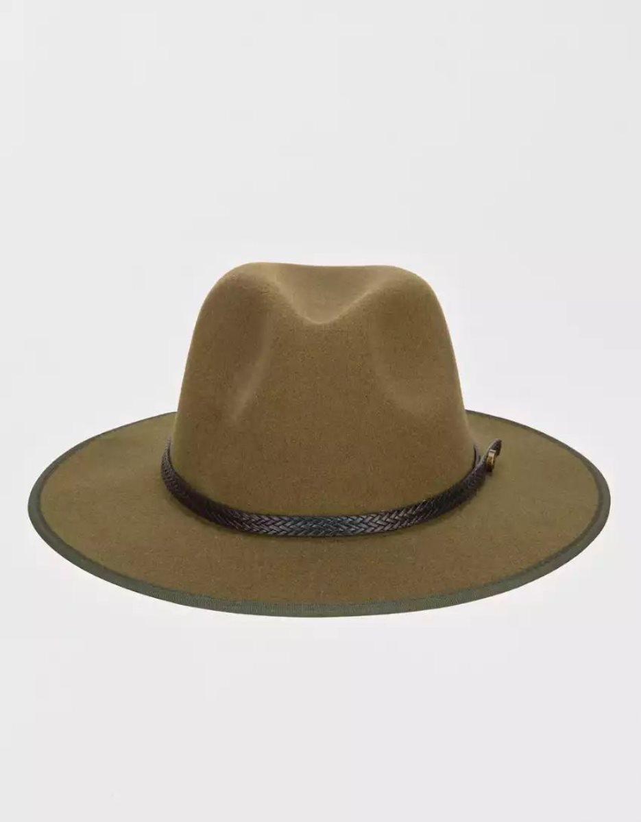 Chapeaux American Eagle San Diego Company Larges Brim Fedora Marron Foncé Homme | CKN-08739168